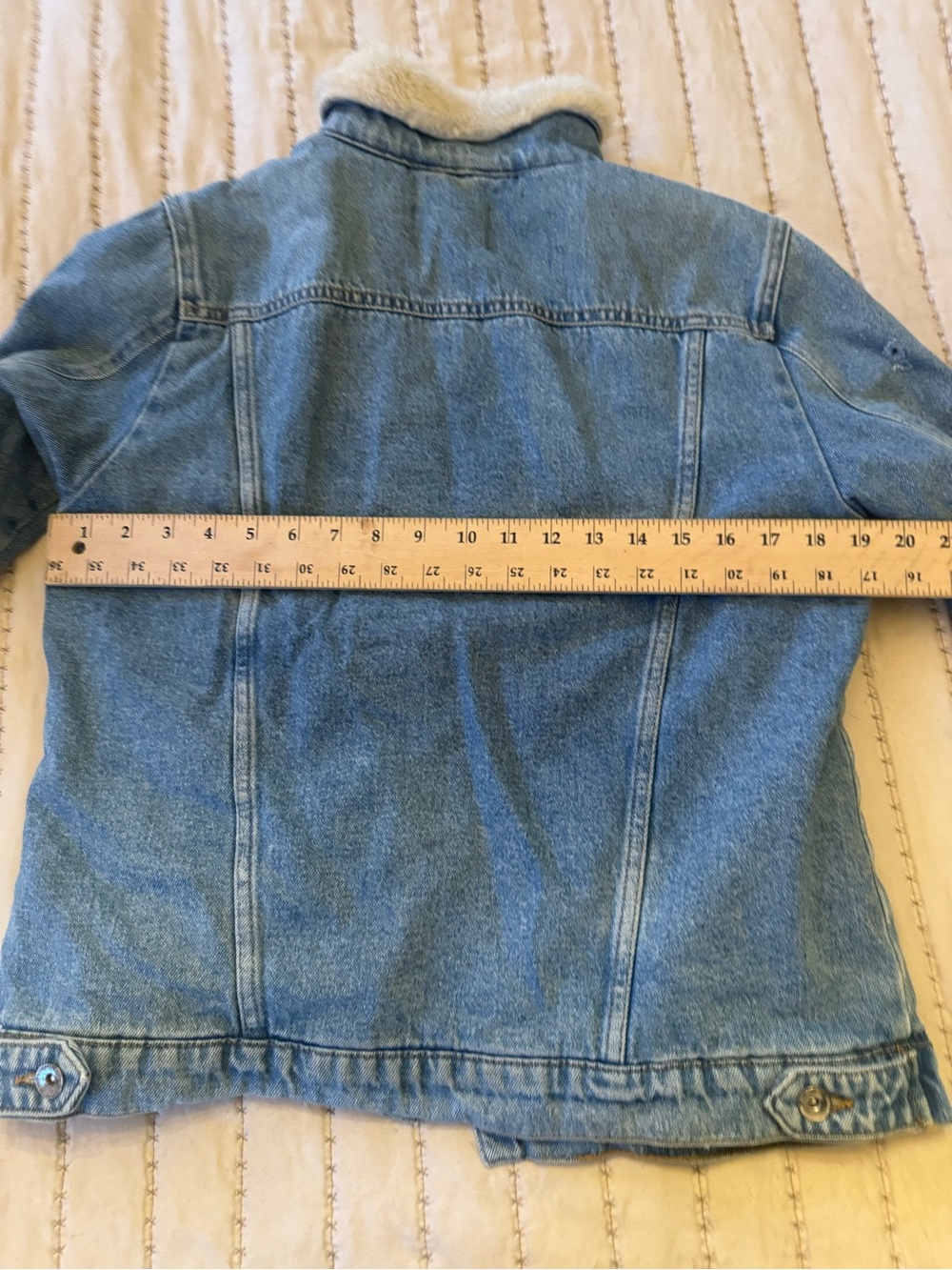 0057 Light Blue Denim Sherpa Jacket - Picture 4 of 4